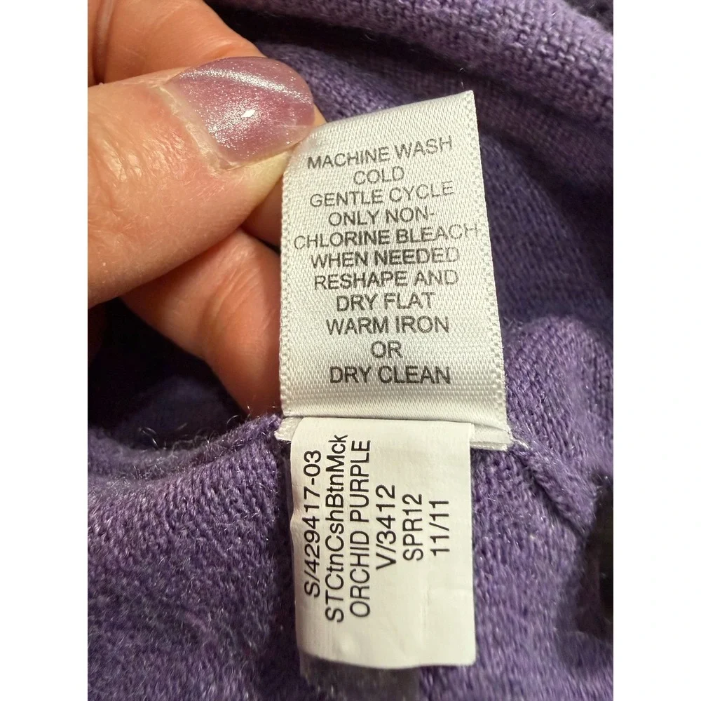 Banana Republic Sweater Mens L Orchid Purple Cotton Cashmere Mock‎ Neck Button